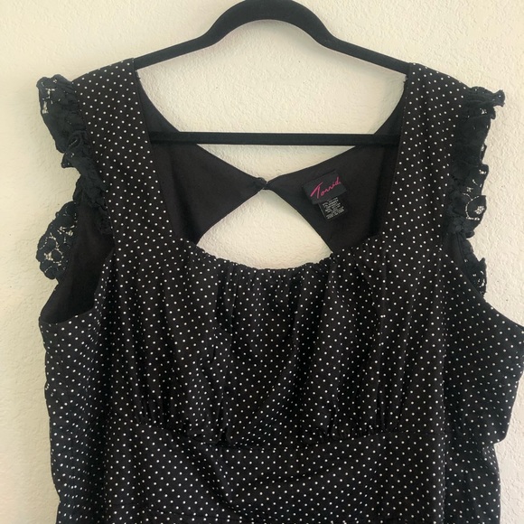 Torrid Black and White Polka Dot Sheath Dress Lace Cap Sleeves - Picture 2 of 7